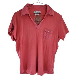 Columbia Ribbed V Neck Collared Shirt Size L